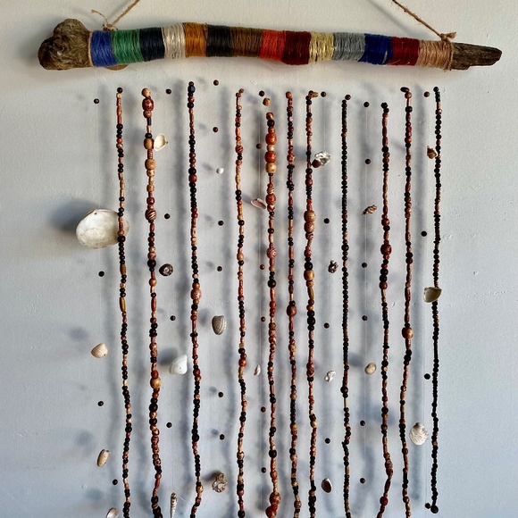 27” x 43” multi-bead and shell wall decor/indoor wind-chime - Picture 1 of 3